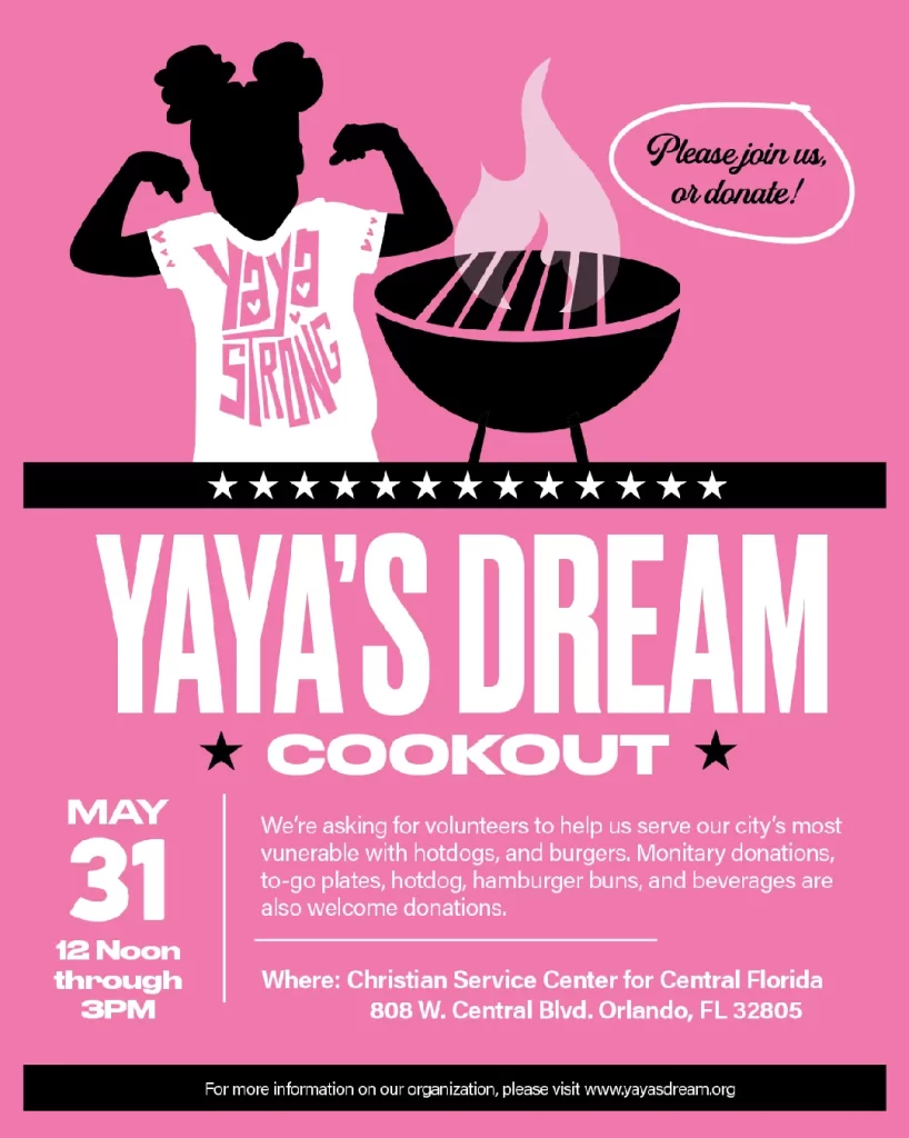 Yaya's Dream Cookout Flyer